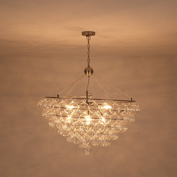 Chandelierias - 5 - Light Spiral Clear Glass Globe Bubble Chandelier - Chandelier - Nickel - 