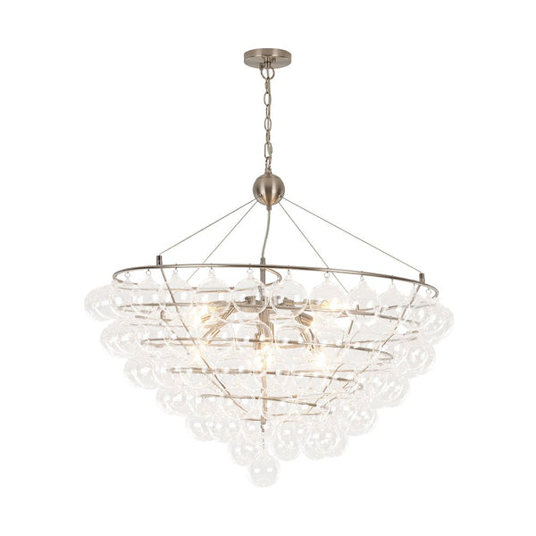 Chandelierias - 5 - Light Spiral Clear Glass Globe Bubble Chandelier - Chandelier - Nickel - 