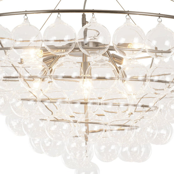 Chandelierias - 5 - Light Spiral Clear Glass Globe Bubble Chandelier - Chandelier - Nickel - 