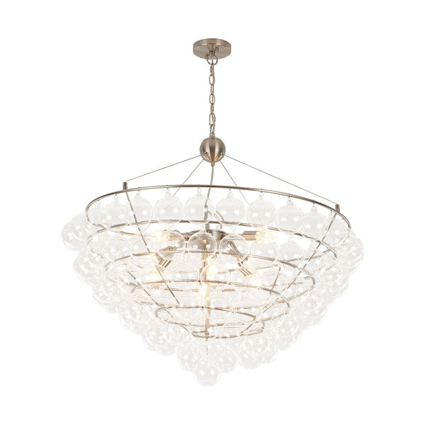 Chandelierias - 5 - Light Spiral Clear Glass Globe Bubble Chandelier - Chandelier - Nickel - 