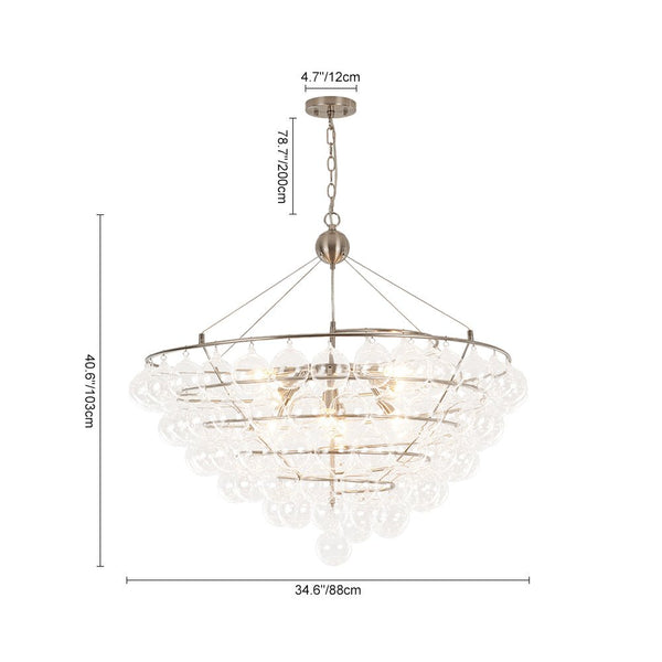 Chandelierias - 5 - Light Spiral Clear Glass Globe Bubble Chandelier - Chandelier - Nickel - 