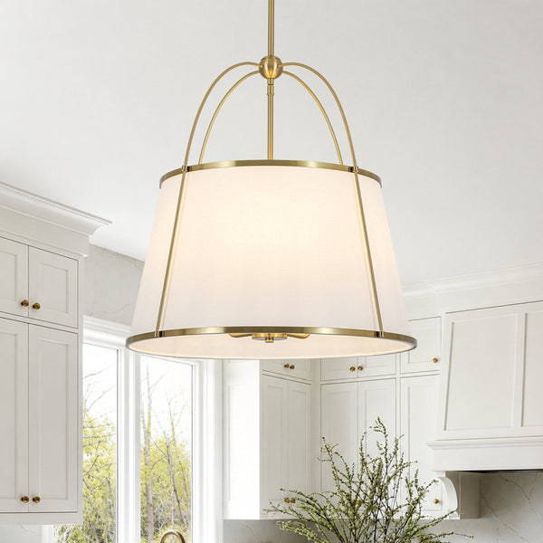 Chandelierias-5-Light Tapered Fabric Drum Lantern Pendant-Pendants-22.8 in-1-Pack
