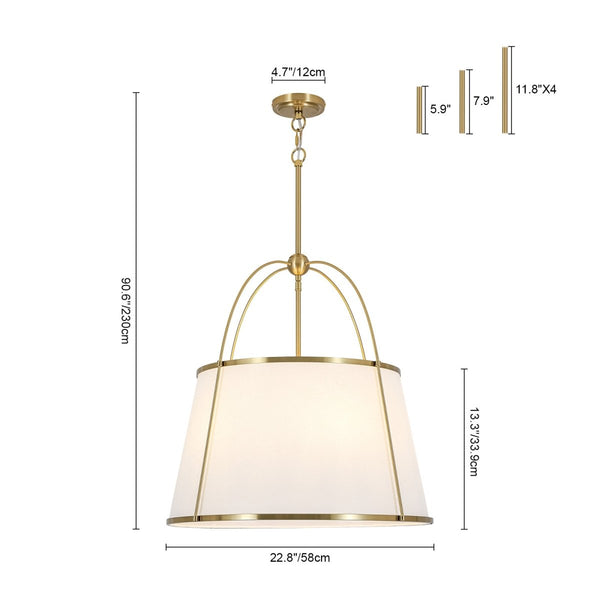 Chandelierias-5-Light Tapered Fabric Drum Lantern Pendant-Pendants-22.8 in-2-Pack (Save More)
