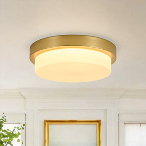 Chandelierias-5CCT Dimmable LED Brass Circular Milk Glass Tiered Flush Mount-Flush Mount-1-Pack-