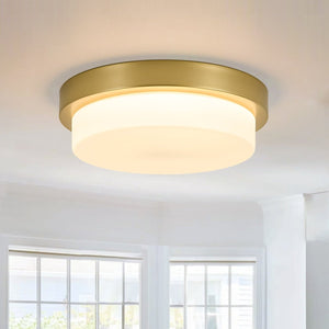 Chandelierias-5CCT Dimmable LED Brass Circular Milk Glass Tiered Flush Mount-Flush Mount-1-Pack-