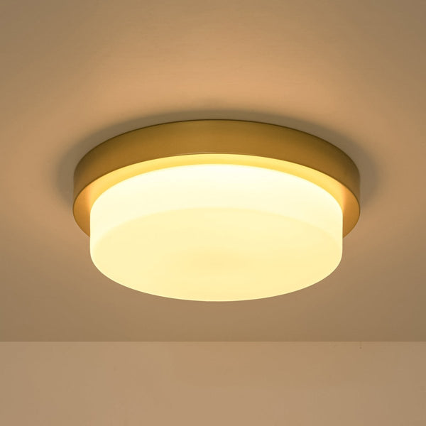 Chandelierias-5CCT Dimmable LED Brass Circular Milk Glass Tiered Flush Mount-Flush Mount-2-Pack-