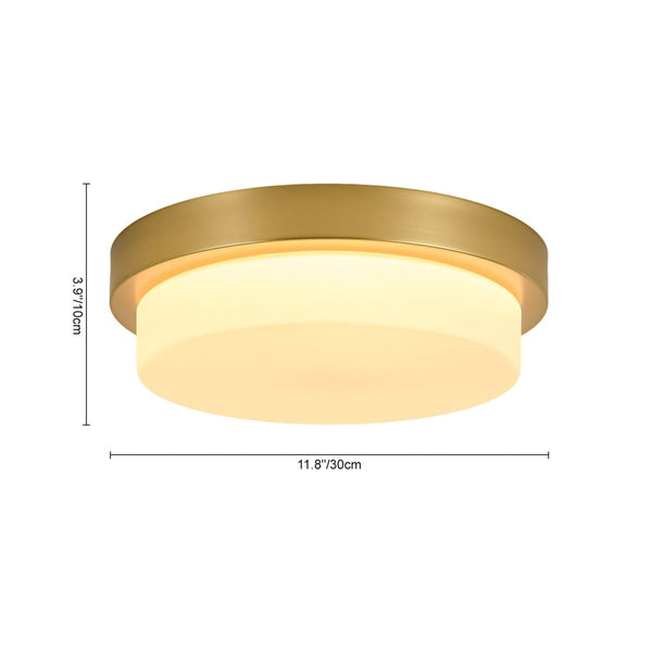 Chandelierias-5CCT Dimmable LED Brass Circular Milk Glass Tiered Flush Mount-Flush Mount-2-Pack-