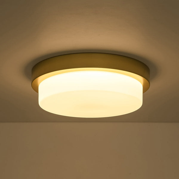 Chandelierias-5CCT Dimmable LED Brass Circular Milk Glass Tiered Flush Mount-Flush Mount-2-Pack-