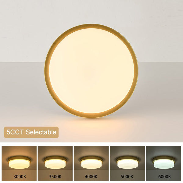 Chandelierias-5CCT Dimmable LED Brass Circular Milk Glass Tiered Flush Mount-Flush Mount-2-Pack-