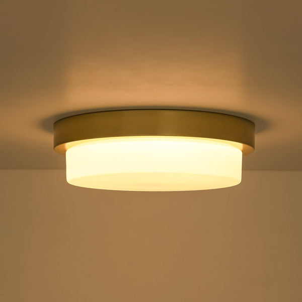 Chandelierias-5CCT Dimmable LED Brass Circular Milk Glass Tiered Flush Mount-Flush Mount-2-Pack-
