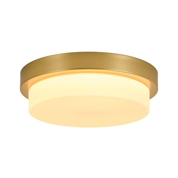 Chandelierias-5CCT Dimmable LED Brass Circular Milk Glass Tiered Flush Mount-Flush Mount-2-Pack-