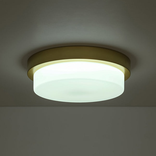 Chandelierias-5CCT Dimmable LED Brass Circular Milk Glass Tiered Flush Mount-Flush Mount-2-Pack-