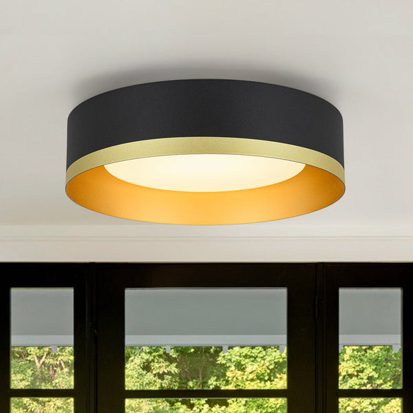 Chandelierias - 5CCT Selectable Dimmable LED Round Drum Flush Mount Ceiling Lamp - Flush Mount - Black - 1 - Pack