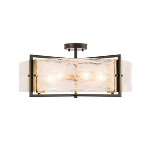 Chandelierias - 6 - Light Cloud Glass Drum Semi - Flush Mount Ceiling Light - Chandeliers - 6 Bulbs (Back - order & Arrive in 3 - 4 Weeks) - 