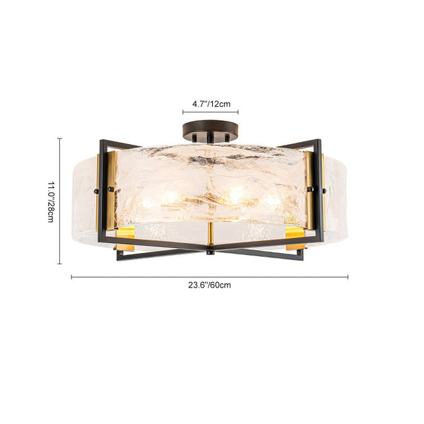 Chandelierias - 6 - Light Cloud Glass Drum Semi - Flush Mount Ceiling Light - Chandeliers - 6 Bulbs (Back - order & Arrive in 3 - 4 Weeks) - 