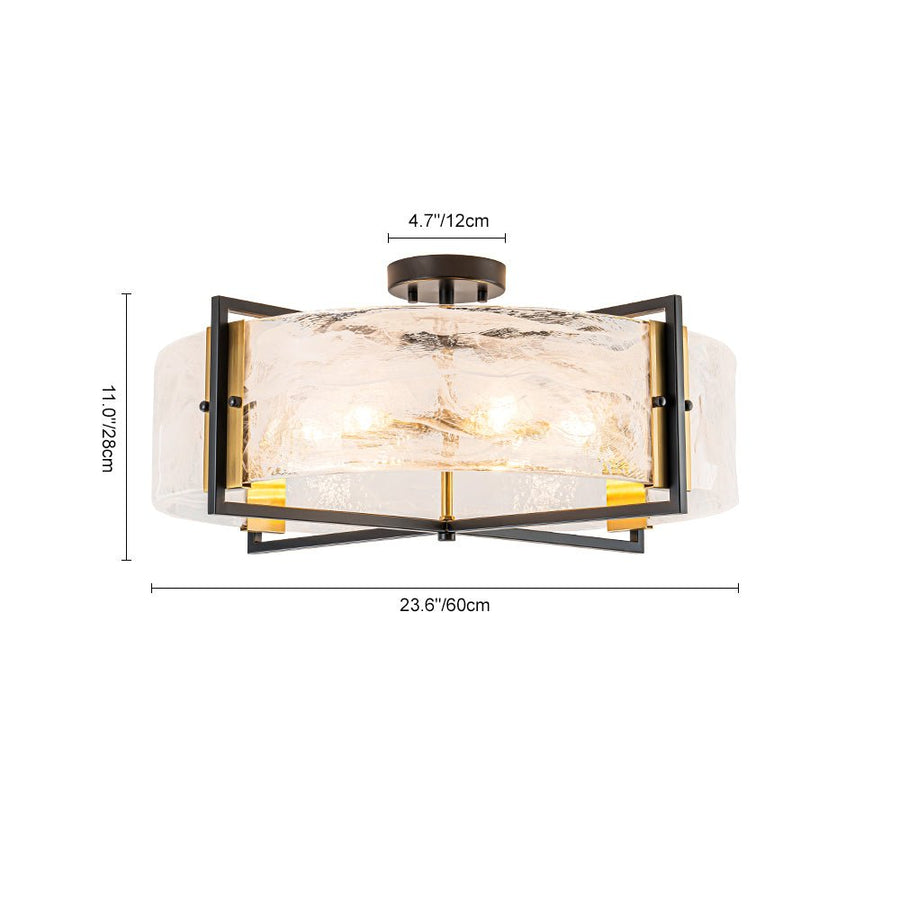 Chandelierias - 6 - Light Cloud Glass Drum Semi - Flush Mount Ceiling Light - Chandeliers - 6 Bulbs (Back - order & Arrive in 3 - 4 Weeks) - 