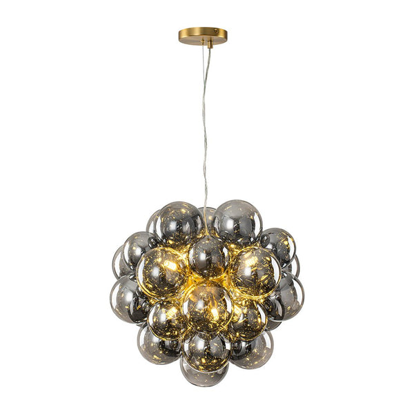 Chandelierias-6-Light Cluster Black Pearl Glass Bubble Chandelier-Chandeliers-Brass-