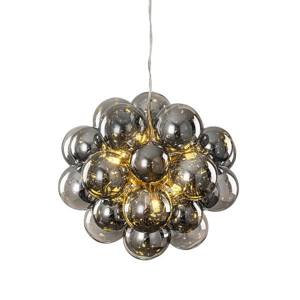 Chandelierias-6-Light Cluster Black Pearl Glass Bubble Chandelier-Chandeliers-Brass-