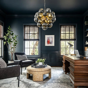 Chandelierias-6-Light Cluster Black Pearl Glass Bubble Chandelier-Chandeliers-Brass-