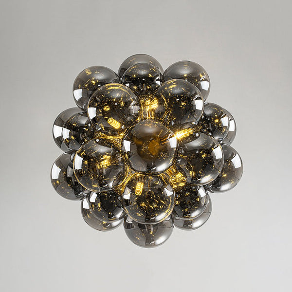 Chandelierias-6-Light Cluster Black Pearl Glass Bubble Chandelier-Chandeliers-Brass-