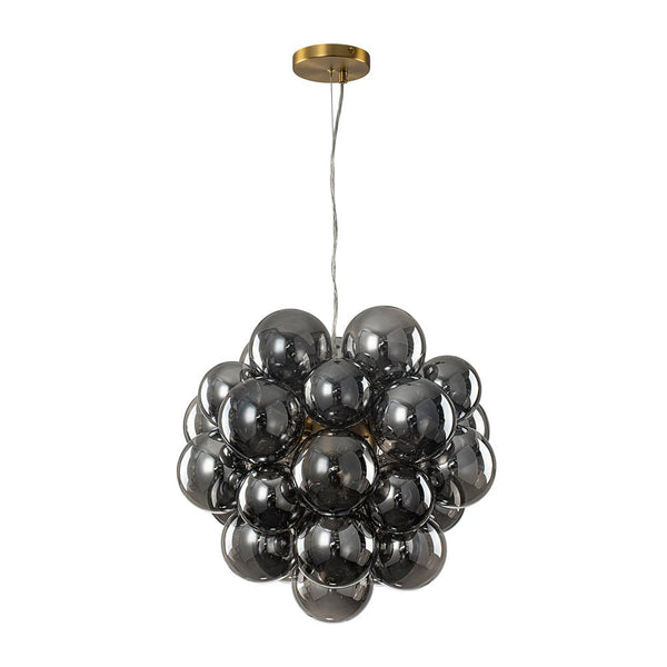 Chandelierias-6-Light Cluster Black Pearl Glass Bubble Chandelier-Chandeliers-Brass-