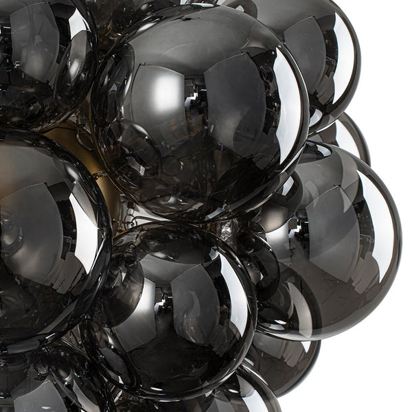 Chandelierias-6-Light Cluster Black Pearl Glass Bubble Chandelier-Chandeliers-Brass-