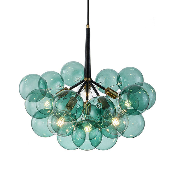 Chandelierias-6-Light Emerald Bubble Blooming Glass Chandelier-Chandeliers-Gold-