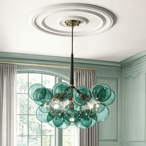Chandelierias-6-Light Emerald Bubble Blooming Glass Chandelier-Chandeliers-Gold-