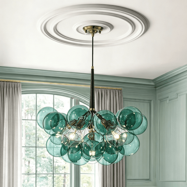Chandelierias-6-Light Emerald Bubble Blooming Glass Chandelier-Chandeliers-Gold-