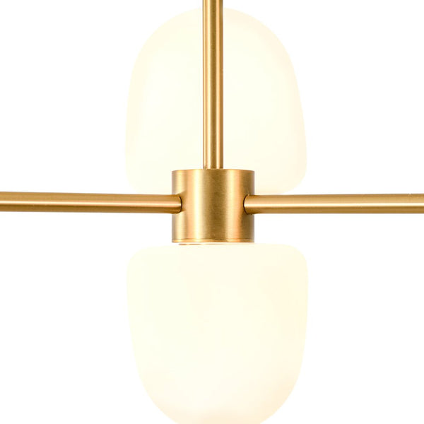 Chandelierias-6-Light Linear Sputnik Capsule Frosted Glass Semi-flush Chandelier-Chandeliers-Brass-
