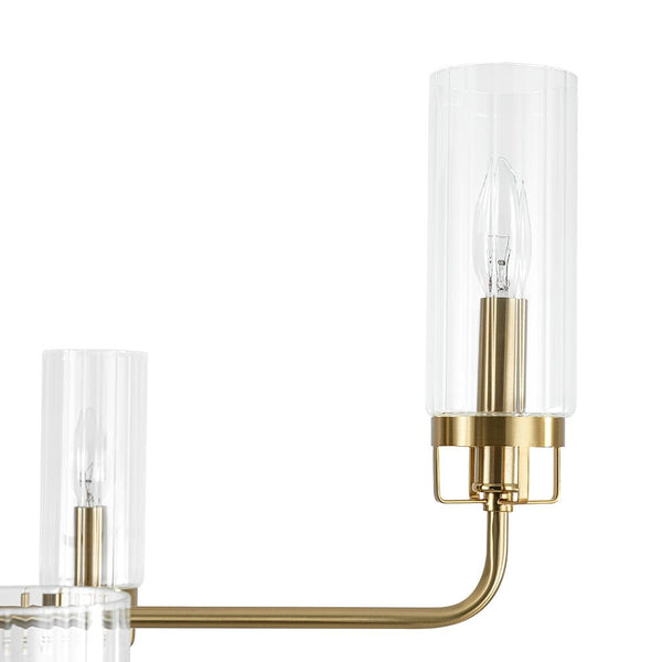 Chandelierias - 6 - Light Mid - century Cylinder Ribbed Glass Tiered Chandelier - Chandeliers - Clear - 