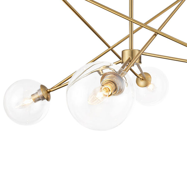 Chandelierias - 6 - Light Novel Hexagram Clear Glass Globe Chandelier - Chandeliers - Brass - 