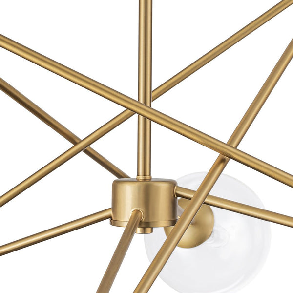 Chandelierias - 6 - Light Novel Hexagram Clear Glass Globe Chandelier - Chandeliers - Brass - 