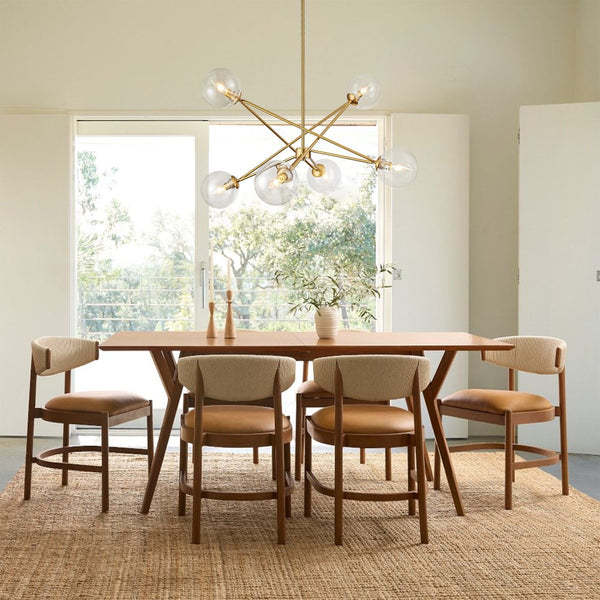 Chandelierias - 6 - Light Novel Hexagram Clear Glass Globe Chandelier - Chandeliers - Brass - 