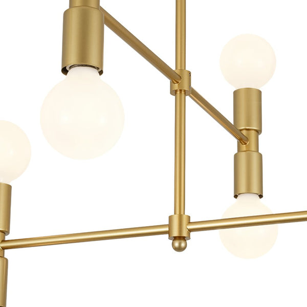 Chandelierias - 8 - Light Crossing Arm Tiered Linear Chandelier - Chandeliers - Brass - 
