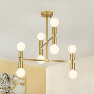 Chandelierias - 8 - Light Crossing Arm Tiered Linear Chandelier - Chandeliers - Brass - 
