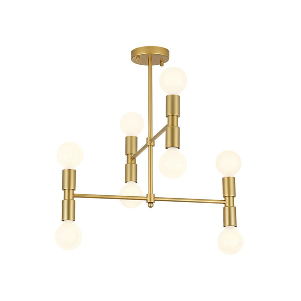 Chandelierias - 8 - Light Crossing Arm Tiered Linear Chandelier - Chandeliers - Brass - 
