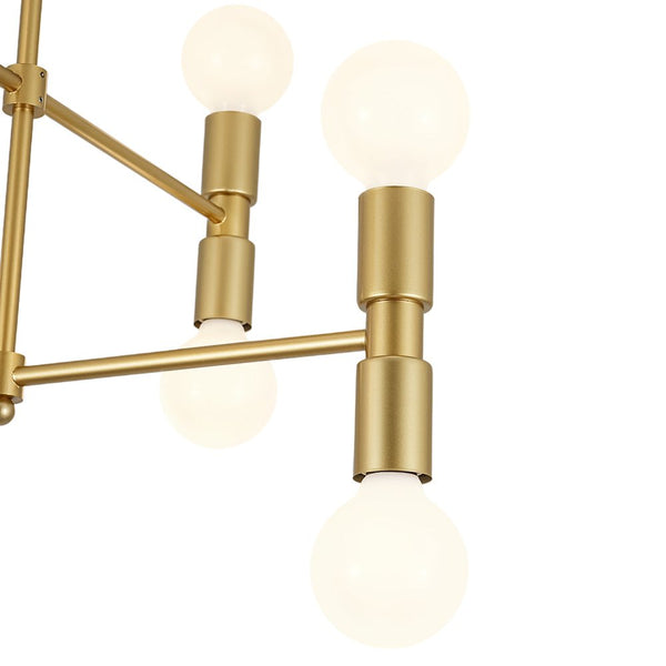Chandelierias - 8 - Light Crossing Arm Tiered Linear Chandelier - Chandeliers - Brass - 