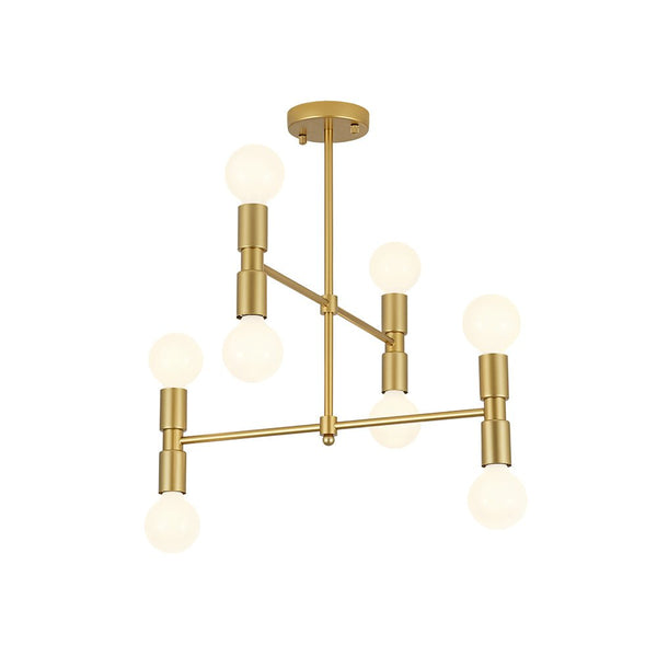 Chandelierias - 8 - Light Crossing Arm Tiered Linear Chandelier - Chandeliers - Brass - 