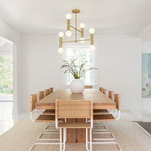 Chandelierias - 8 - Light Crossing Arm Tiered Linear Chandelier - Chandeliers - Brass - 