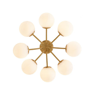 Chandelierias - 8 - Light Dreamy Bouquet Frosted Glass Globe Semi - Flush Mount - Semi Flush - Brass - 