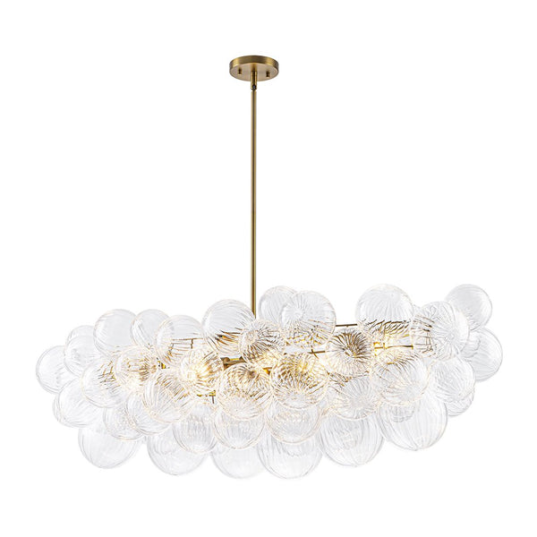 Chandelierias - 8 - Light Glam Ribbed Glass Globe Bubble Dining Chandelier - Chandeliers - Brass - 