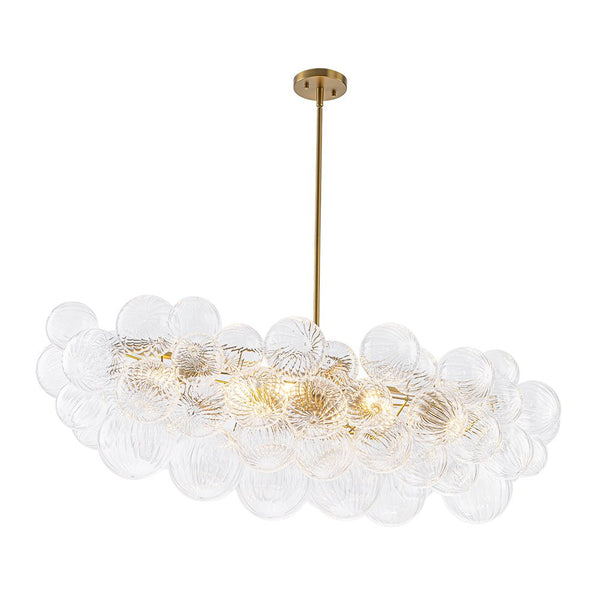 Chandelierias - 8 - Light Glam Ribbed Glass Globe Bubble Dining Chandelier - Chandeliers - Brass - 