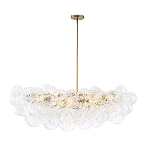 Chandelierias - 8 - Light Glam Ribbed Glass Globe Bubble Dining Chandelier - Chandeliers - Brass - 