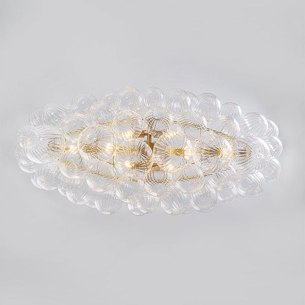 Chandelierias - 8 - Light Glam Ribbed Glass Globe Bubble Dining Chandelier - Chandeliers - Brass - 