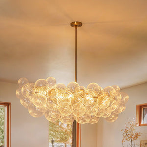 Chandelierias - 8 - Light Glam Ribbed Glass Globe Bubble Dining Chandelier - Chandeliers - Brass - 