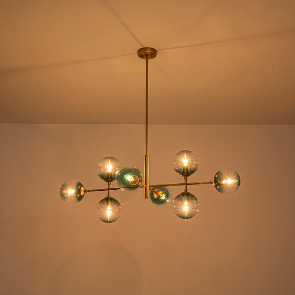 Chandelierias - 8 - Light Gradient Teal Glass Modern Linear Chandelier - Chandeliers - Black - 