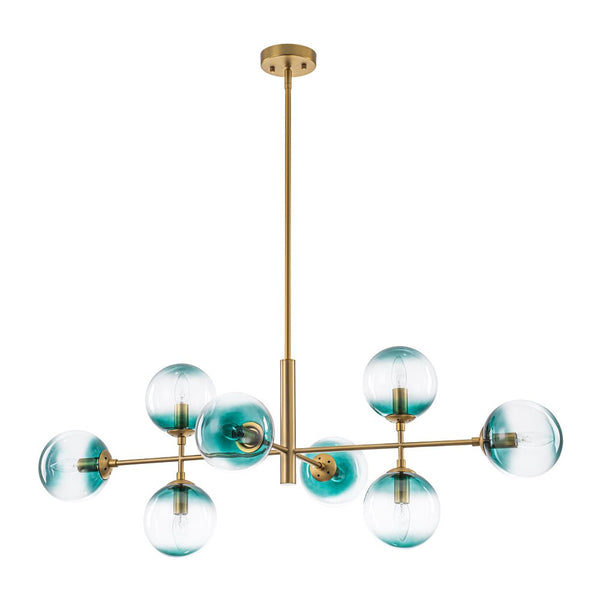 Chandelierias - 8 - Light Gradient Teal Glass Modern Linear Chandelier - Chandeliers - Black - 