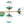 Chandelierias - 8 - Light Gradient Teal Glass Modern Linear Chandelier - Chandeliers - Black - 
