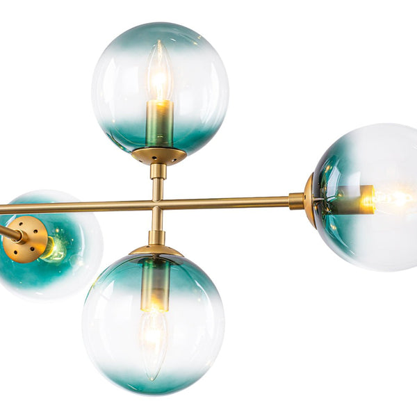 Chandelierias - 8 - Light Gradient Teal Glass Modern Linear Chandelier - Chandeliers - Black - 